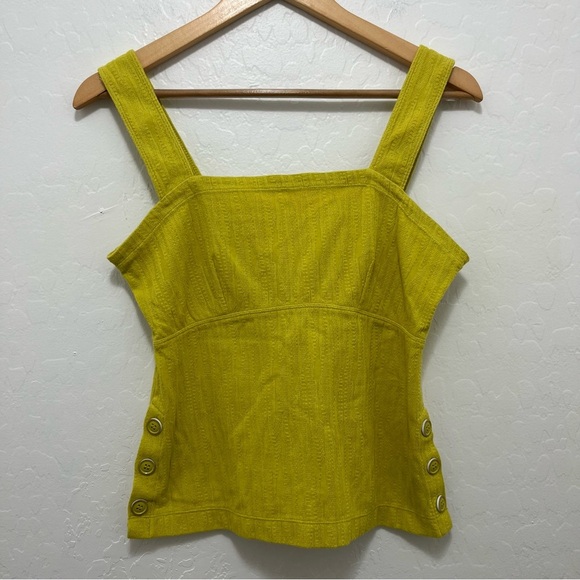 Maeve By Anthropologie Yellow Callie Side Button Tank Top Size Small - Picture 1 of 9